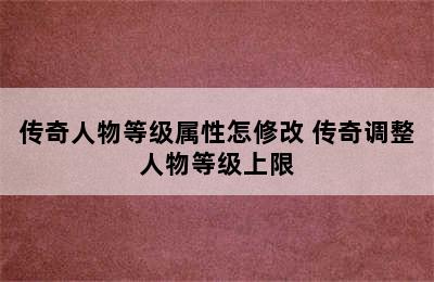 传奇人物等级属性怎修改 传奇调整人物等级上限